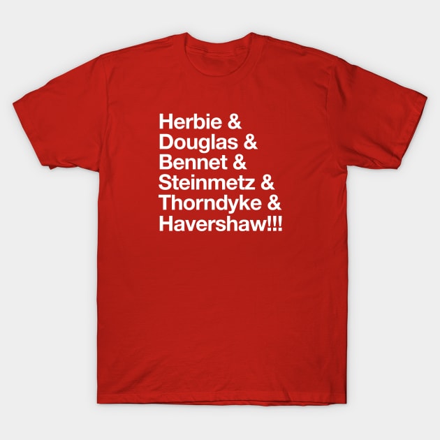 Herbie - Original “&” List (White on Red) T-Shirt by jepegdesign